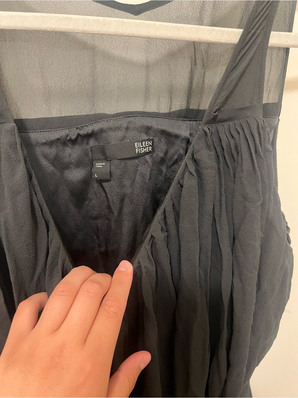 Eileen Fisher Dark Grey Midi Dress 100% Silk - Picture 2 of 4